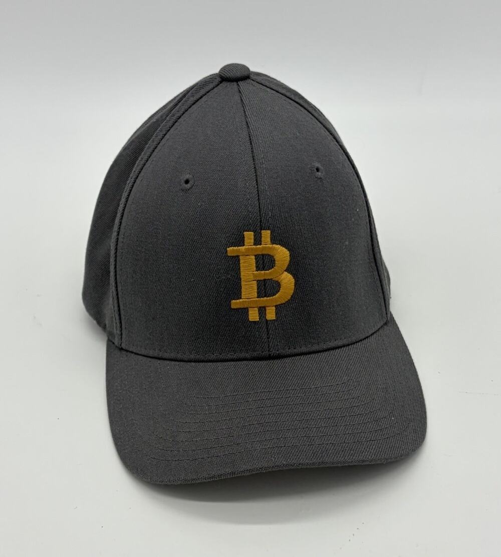 Embroidered Men's Bitcoin Baseball Cap Hat Gray Size Small / Medium